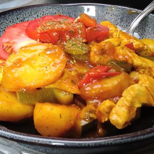 Krieltjesstoofpot met tomaat en kalkoen