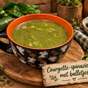 Courgette-spinaziesoep met balletjes